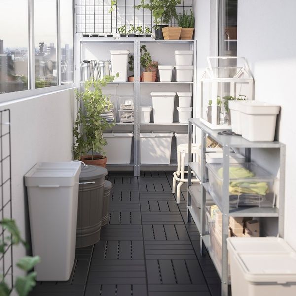 IKEA Корзина с крышкой, светло-серая H&Aring;LLBAR, 504.202.06 50420206 фото