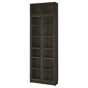IKEA Книжный шкаф со стеклянной дверью/удлинителем, имитация темно-коричневого цвета. дуб/бесцветное стекло BILLY / OXBERG, 195.819.04 19581904 фото