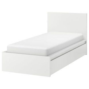 IKEA Каркас ліжка з 2 ящиками для зберігання, білий/L&ouml;nset MALM, 890.327.38 89032738 фото