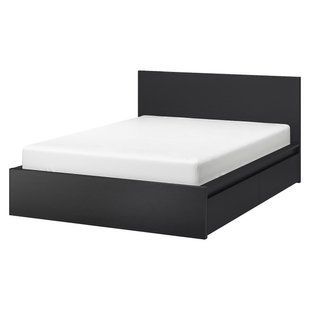 IKEA Каркас ліжка з 2 ящиками для зберігання, чорно-коричневий/L&ouml;nset MALM, 891.763.07 89176307 фото