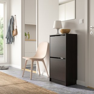 IKEA BISSA (ИКЕА БИССА), Тумба для обуви, 2 отделения, черно-коричневый, 49x28x93 см, 205.302.06 20530206 фото