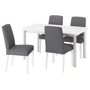 IKEA Стіл і 4 стільці, білий/Gunnared середньо-сірий білий STRANDTORP / BERGMUND, 195.689.31 19568931 фото