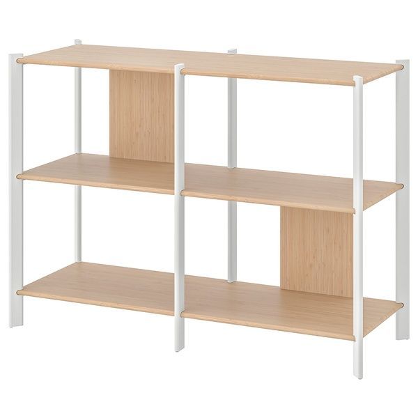 IKEA Книжный шкаф, белый/светлый бамбук J&Auml;TTESTA, 705.388.46 70538846 фото