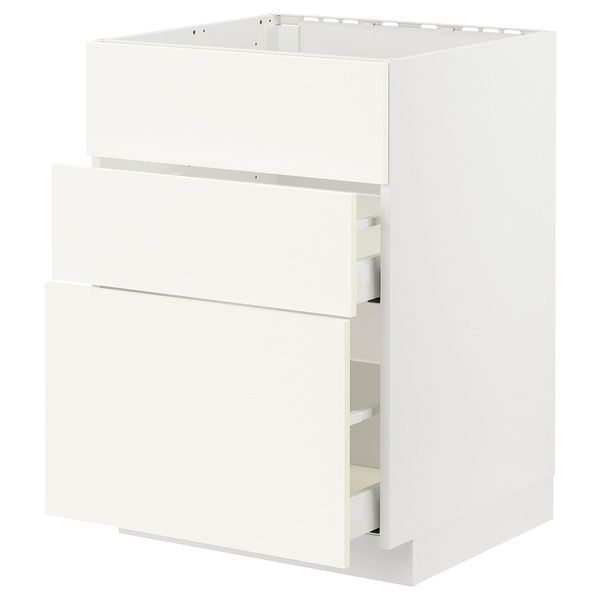 IKEA Шкаф напольный/вытяжка зинт. с ящиками, белый/Вальстена белый METOD / MAXIMERA, 195.071.84 19507184 фото