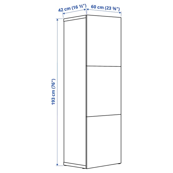 IKEA BESTA (ИКЕА БЕСТО), Шкаф с дверцами, под беленый дуб/Лаппвикен под беленый дуб, под белый, 60x42x192 см, 994.297.00 99429700 фото