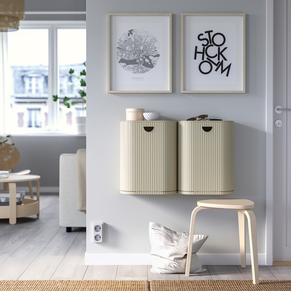 IKEA Кошик пластиковий з кришкою, сіро-бежевий GÅRDSBUTIK, 705.651.99 70565199 фото