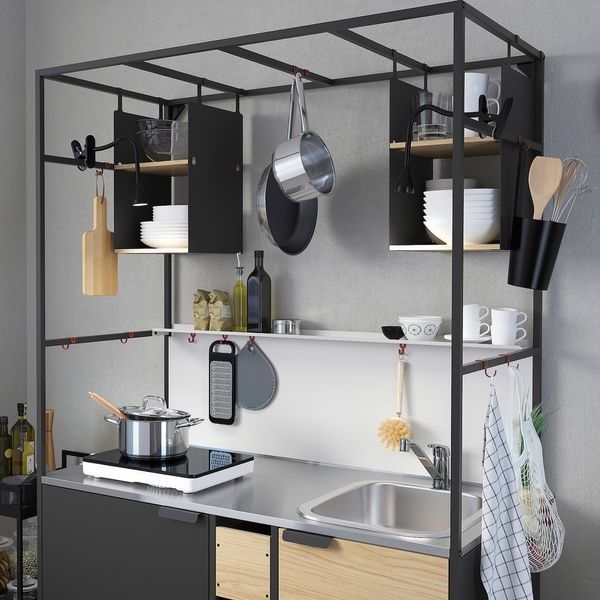 IKEA Міні кухня, чорний/ясен &Auml;SPINGE, 094.972.08 09497208 фото