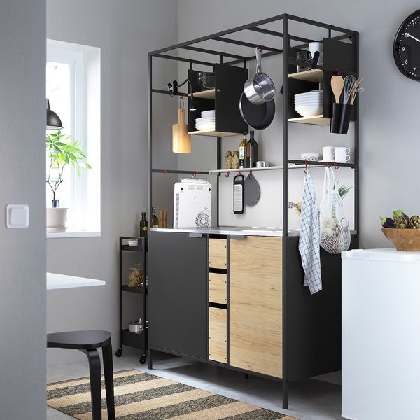 IKEA Міні кухня, чорний/ясен &Auml;SPINGE, 094.972.08 09497208 фото