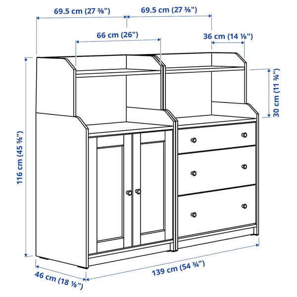 IKEA HAUGA (ІKEA HAUGA), Книжкова шафа, сірий, 139x46x116 см, 193.886.33 19388633 фото