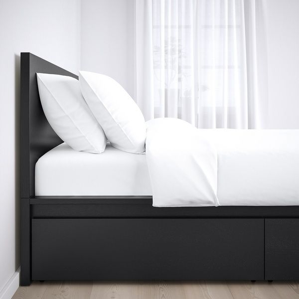 IKEA Каркас кровати с 2 ящиками для хранения, черно-коричневый/Лёнсет MALM, 891.763.07 89176307 фото