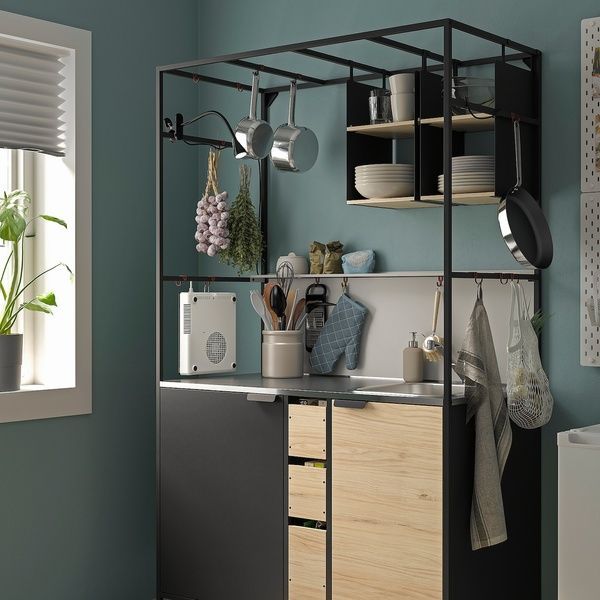 IKEA Міні кухня, чорний/ясен &Auml;SPINGE, 094.972.08 09497208 фото