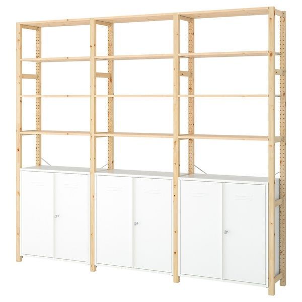 IKEA 3 секции/шкаф/полки, сосна/белый IVAR, 094.039.45 09403945 фото