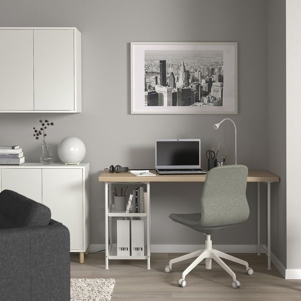 IKEA Письменный стол, дуб беленый/белый LAGKAPTEN / SP&Auml;ND, 495.636.68 49563668 фото