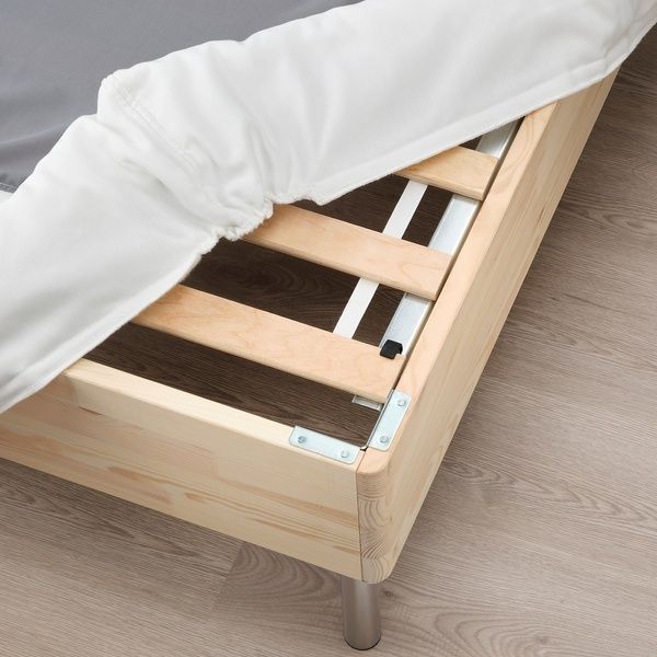 IKEA Континентальная кровать, Valev&aring;g средней жесткости/голубой белый LYNG&Ouml;R, 395.519.96 39551996 фото