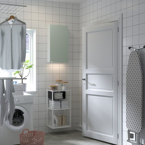 IKEA Книжкова шафа, білий/блідо-сіро-зелений ENHET, 994.972.99 99497299 фото