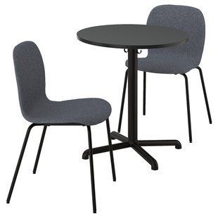 IKEA Стол и 2 стула, антрацит антрацит/Гуннаред средний серый черный STENSELE / KARLPETTER, 795.694.66 79569466 фото