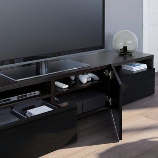 IKEA Подставка под ТВ, черно-коричневый/Сельсвикен глянцевый/черный BEST&Aring;, 993.990.67 99399067 фото