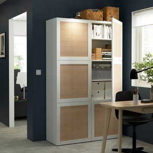 IKEA Комбинация с дверями, Студсвикен белый/тополь плетеный белый BEST&Aring;, 194.216.56 19421656 фото