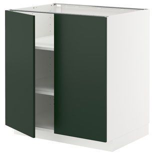 IKEA Нижня шафа/полиці/2 дверцята, білий/Havstorp темно-зелений METOD, 695.574.59 69557459 фото
