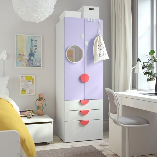 IKEA Шафа, білий бузок/3 шухляди SM&Aring;STAD / PLATSA, 095.441.01 09544101 фото