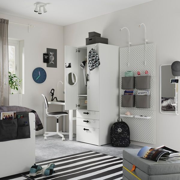 IKEA Шкаф белый/доска с 3 ящиками SM&Aring;STAD / PLATSA, 694.308.56 69430856 фото