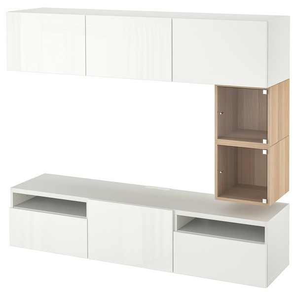 IKEA Подставка под ТВ, белый/Сельсвикен глянцевый/белый BEST&Aring; / EKET, 094.767.67 09476767 фото