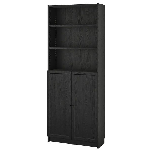 IKEA Книжкова шафа з дверцятами, чорна імітація. дуб BILLY / OXBERG, 794.833.64 79483364 фото