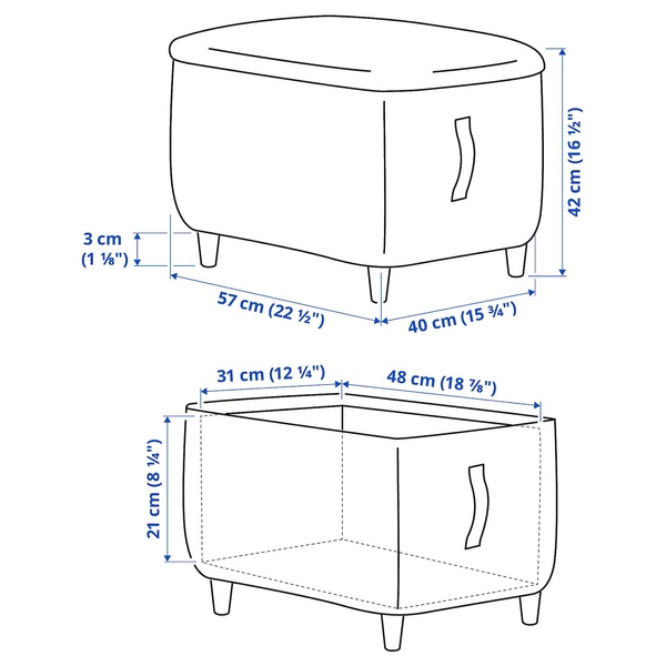 IKEA Підніжка з місцем для зберігання, Gunnared чорно-сіра OSKARSHAMN, 504.884.56 50488456 фото