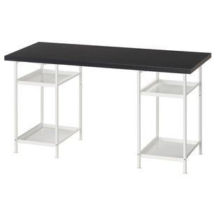 IKEA Письменный стол, черно-коричневый/белый LAGKAPTEN / SP&Auml;ND, 795.638.55 79563855 фото
