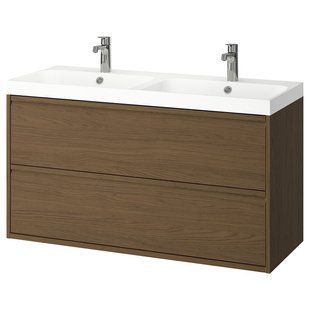 IKEA Шафа під умивальник з ящиками/умивальником/змішувачами, імітація коричневого кольору. дуб &Auml;NGSJ&Ouml;N / BACKSJ&Ouml;N, 695.140.16 69514016 фото