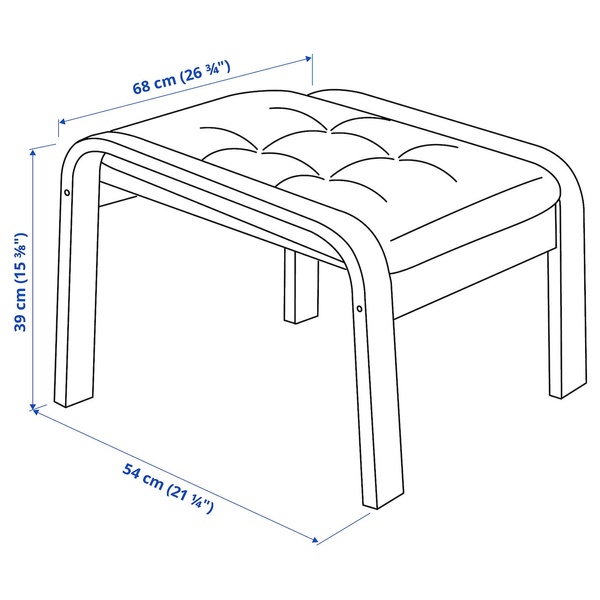 IKEA POANG (ІKEA ПОАНГ), Табурет для ніг, березовий шпон/Гуннаред темно-сірий, 495.020.95 49502095 фото