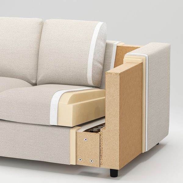 IKEA Диван 3-місний з шезлонгом широкі підлокітники/Гуннаред бежевий VIMLE, 294.012.95 29401295 фото