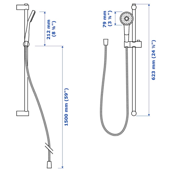 IKEA Душевая штанга с ручным душем VALLAMOSSE (ИКЕА VALLAMOSSE), Тяга с душевой трубкой, хром, 103.496.60 10349660 фото