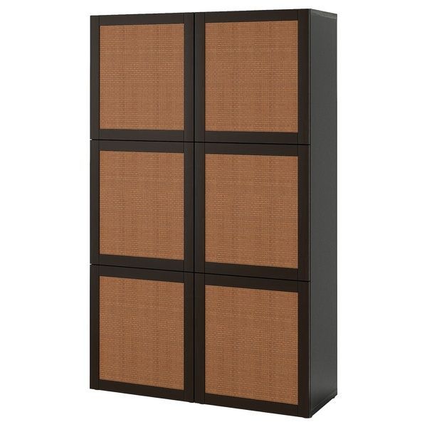 IKEA Комбинация с дверями, черно-коричневый Студсвикен/Темно-коричневый плетеный тополь BEST&Aring;, 394.216.55 39421655 фото