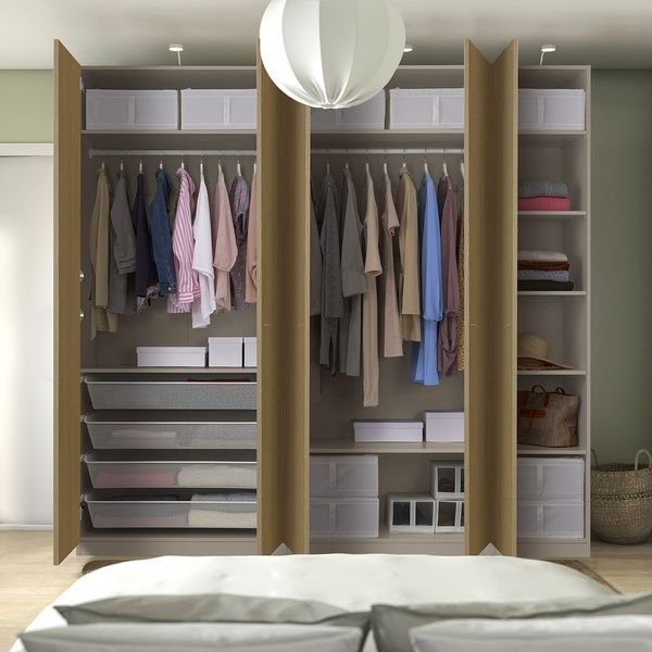 IKEA Гардеробная комбинация, серо-бежевый/имитация. дуб PAX / STORKLINTA, 495.628.76 49562876 фото