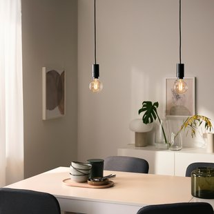 IKEA SUNNEBY / TRADFRI (ИКЕА САННЕБИ/ТРАДФРИ), Подвесной светильник с лампочкой, черный/элегантный теплый белый, 895.170.14 89517014 фото