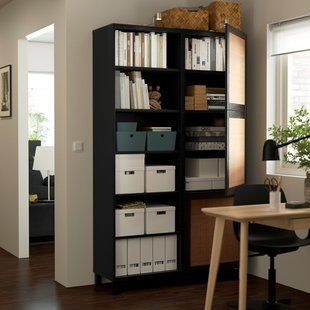 IKEA Комбинация с дверями, черно-коричневый Студсвикен/Темно-коричневый плетеный тополь BEST&Aring;, 394.216.98 39421698 фото