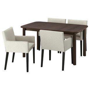 IKEA Стіл і 4 стільці, коричневий/Гуннаред бежевий чорний STRANDTORP / M&Aring;REN&Auml;S, 195.692.90 19569290 фото