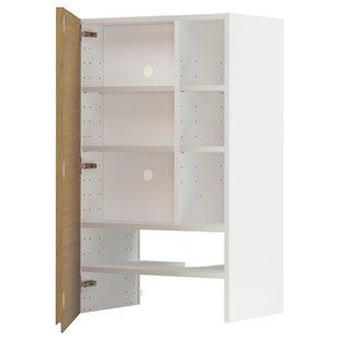IKEA Шафа карнизна з полицею/дверцями біла/імітація Voxtorp. дуб METOD, 195.388.59 19538859 фото