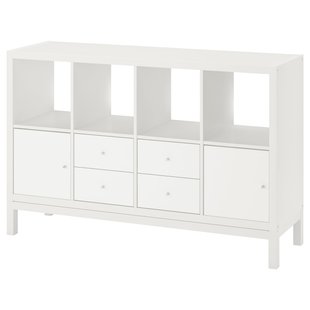 IKEA KALLAX (ІKEA КАЛЛАКС), Книжкова шафа з несучою рамою, з 2 дверцятами/4 ящиками/біла, 147x94 см, 795.529.13 79552913 фото