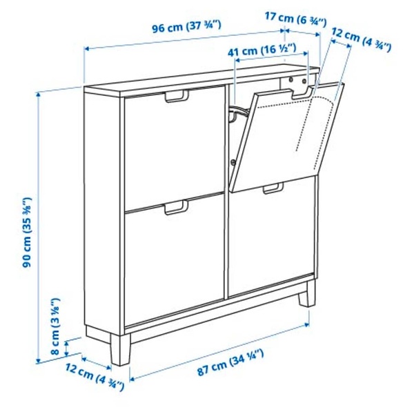 IKEA STALL (ИКЕА ЛАРЕК), Тумба для обуви, 4 отделения, белый, 96x17x90 см, 605.302.66 60530266 фото