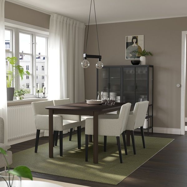 IKEA Стіл і 4 стільці, коричневий/Гуннаред бежевий чорний STRANDTORP / M&Aring;REN&Auml;S, 195.692.90 19569290 фото