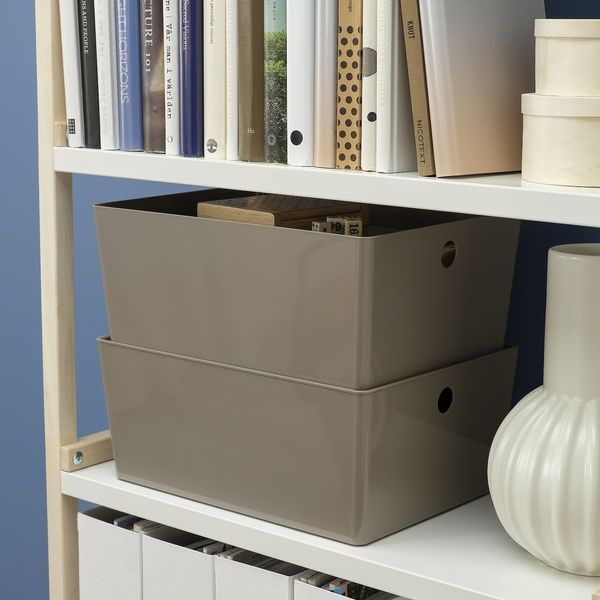 IKEA Ємність темно-сіро-бежева KUGGIS, 205.862.36 20586236 фото