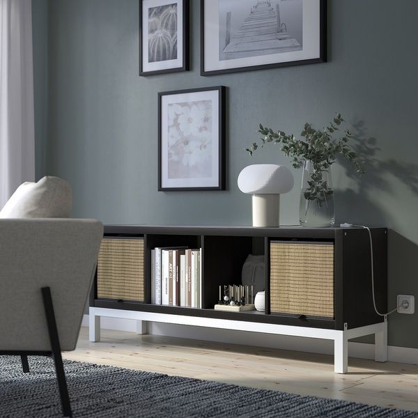 IKEA Книжный шкаф с несущей рамой, черно-коричневый/белый KALLAX, 094.426.64 09442664 фото
