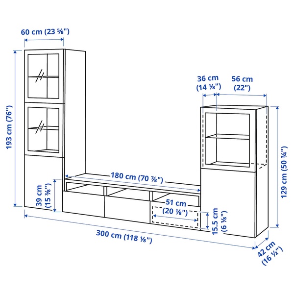 IKEA Комбинация ТВ/стеклянная дверь, темно-серый Лаппвикен/Фельсвик антрацит BESTÅ, 095.560.52 09556052 фото