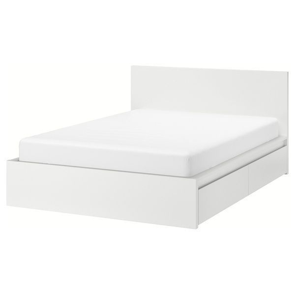 IKEA Каркас ліжка з 2 ящиками для зберігання, білий/Lur&ouml;y MALM, 191.759.76 19175976 фото