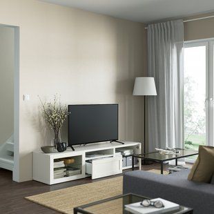 IKEA Тумба под ТВ, белый/Ханвикен белый прозрачное стекло BEST&Aring;, 993.293.38 99329338 фото