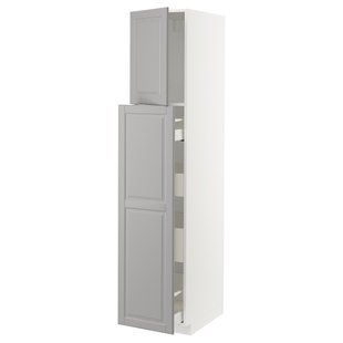 IKEA Шафа 1 дверна/4 дверна, білий/сірий Bodbyn METOD / MAXIMERA, 694.598.83 69459883 фото