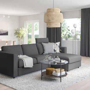 IKEA 3-місний диван з шезлонгом, підголівник/Халларп сірий VIMLE, 893.991.24 89399124 фото