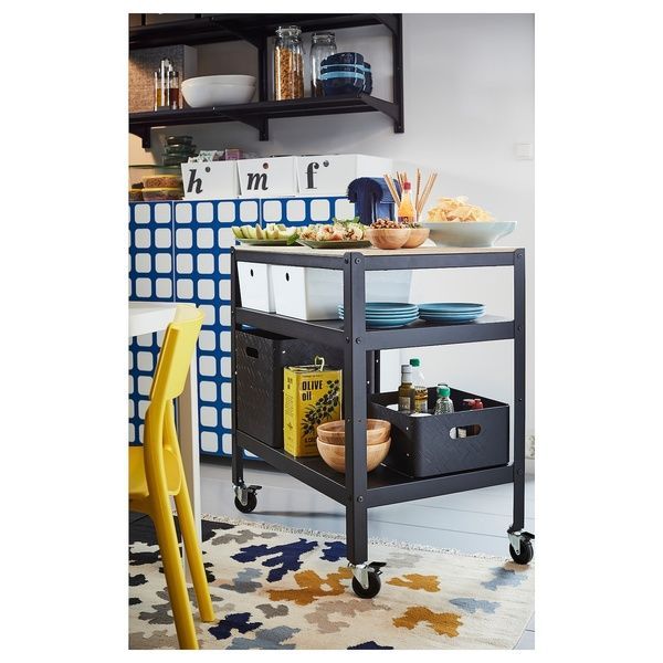 IKEA Тележка, фанера черная/сосна BROR, 603.338.50 60333850 фото